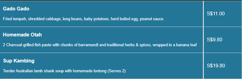 Price List of The Coconut menu Starter