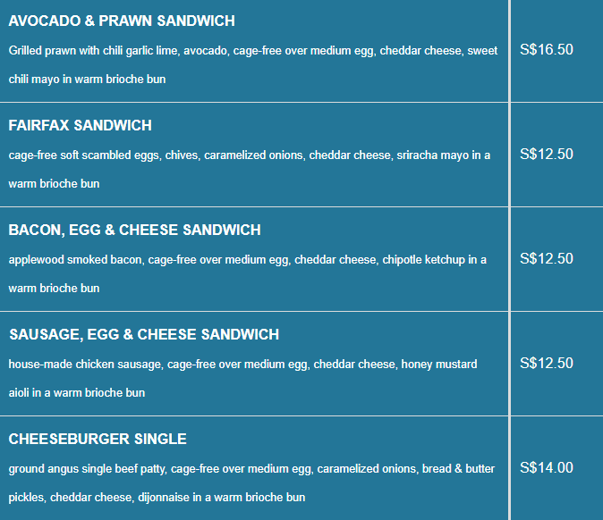 Egglust menu- Burgers Price List