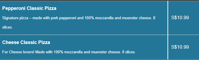 Little Caesars Pizza menu- Classic Pizza (12″) Price List