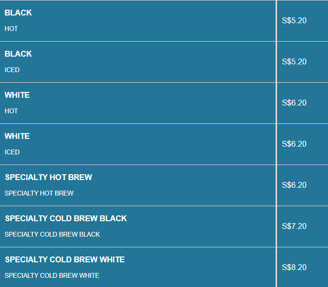 Egglust menu Coffee Price List