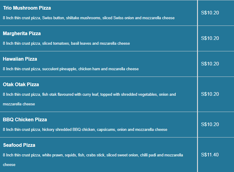 Fusion Spoon menu- Pizza Corner Price List